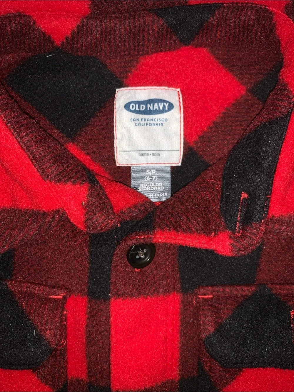 Old Navy fleece Red and Black Buffalo Plaid Button-Down Shirt